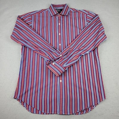 Camisa Polo Ralph Lauren De Colección Para Hombre Grande Roja Azul Rayas Verticales Regent Foto 1 de 4