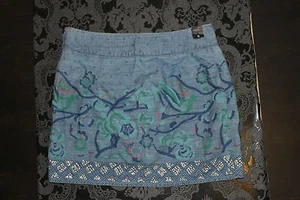 Hollister Damen Rock Blau mit Pailletten Größe 0 oder 3 Neu mit Etikett - Bild 1 von 5