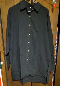 Minibee Women's Black Long Sleeve Shirt Button Down Blouse Tunic High Low 2XL - Picture 1 of 7