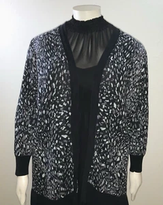 Lane Bryant Open Front Black Gray Metallic Leopard Print Cardigan Sweater 22/24 - Picture 1 of 6