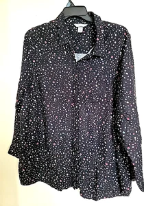 Cj Banks schwarz Multi Prints Knopfleiste Top Shirt Bluse Damen 3X - Bild 1 von 3