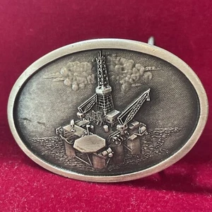 Plataforma petrolera de peltre con hebilla de cinturón HYDRIL de colección campo 1982 plataforma fuera de la costa - Imagen 1 de 8