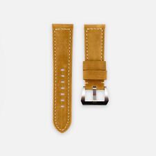 24mm Tan Brown Nubuck Vintage Leather Watch Strap Band Made For Panerai