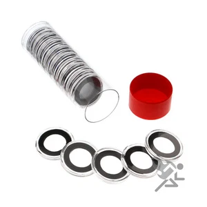 US Dime Coin Holder, Red Capsule Tube & 20 Air-Tite 18mm Black Rings - Imagen 1 de 3