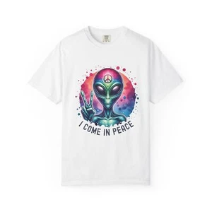Alien I Come In Peace Unisex T-Shirt, Cool Graphic Tee, Space Lover UFO Shirt - Bild 1 von 19