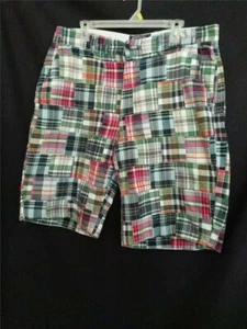 1960's VINTAGE MEN'S  PATCHWORK PLAID COTTON  PREPPY SHORTS -38" WAIST-INDIA - Picture 1 of 3