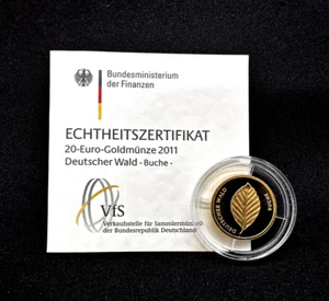 Goldmünze Deutscher Wald Buche, 1/8 Unze Gold, 999,9 AU, 3,89 Gramm - Bild 1 von 3