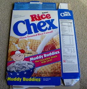 RARE vintage 1995 Rice Chex box PEANUTS Charlie Brown SNOOPY recipe offer CEREAL - Picture 1 of 2