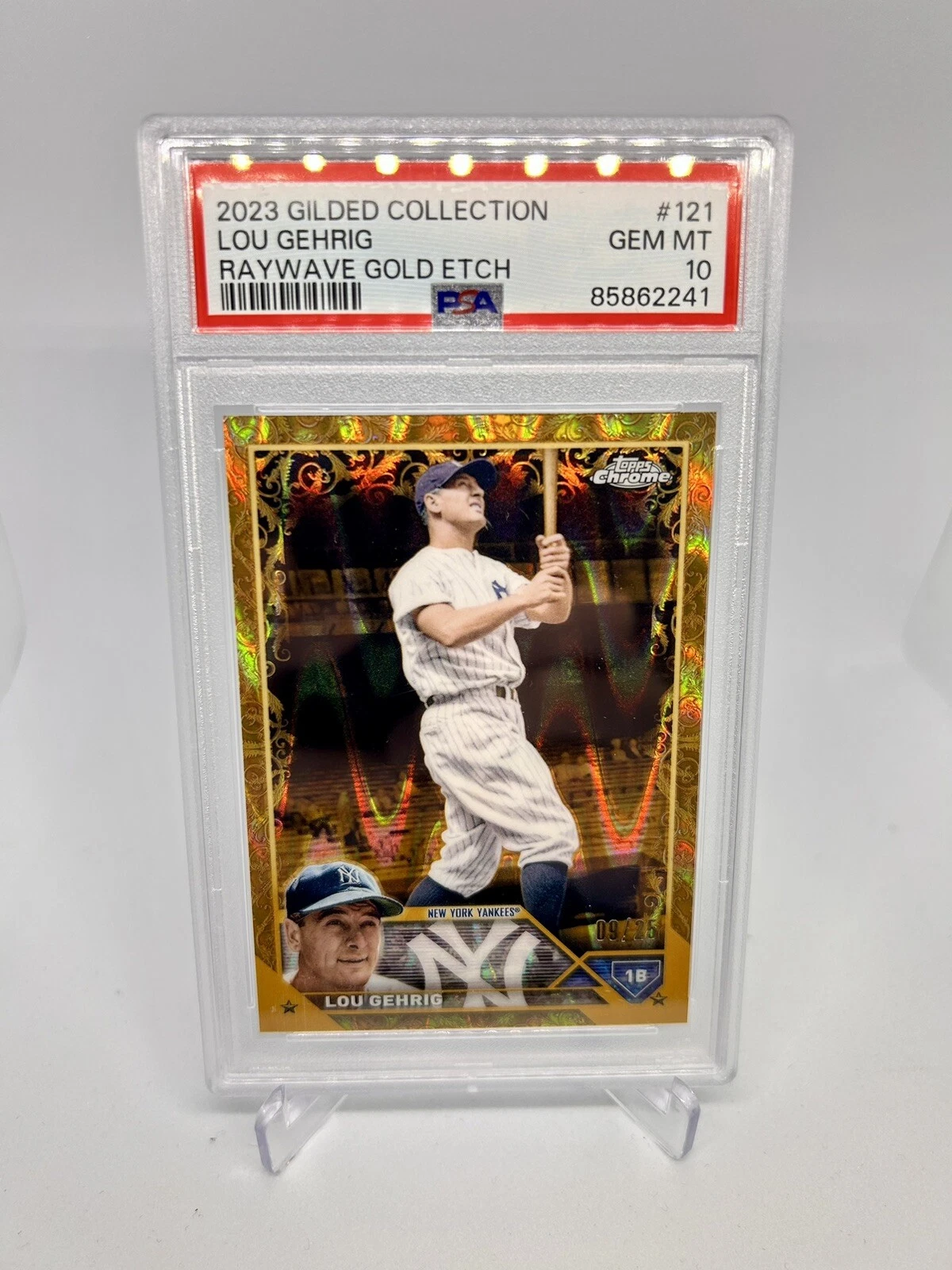 2023 Topps Chrome Gilded Collection LOU GEHRIG Raywave Gold Etch /25 - Yankees