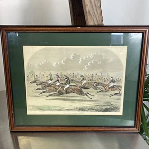 Impresión Carreras de Caballos 1874 Newmarket EL ACABADO PARA EL PARQUE CENTRAL PLACA 50x40cm - Imagen 1 de 16