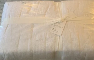 Pottery Barn European Linen Cotton Waffle Weave Quilt King / Cal King White NWT - Picture 1 of 11