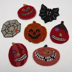 7er Set Halloween Kürbis Fledermaus Perlen Untersetzer von Department 56 - Bild 1 von 17