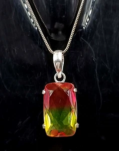 Diwali Sale 61.10 Ct Bi-Color Ametrine Emerald Cut Pendant Free Silver Chain NMF - Picture 1 of 7