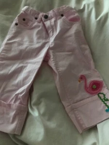 Lands End Girls Pink Flamingo Applique Capri Pants Euc 4t - Picture 1 of 5