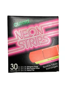 Bende Curad Vintage 1991 Strisce al Neon Rare - Foto 1 di 2
