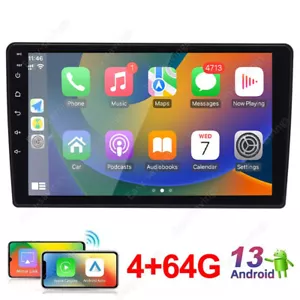 Double 2 Din 10" Car Radio Android 13 Apple CarPlay Touch Screen Stereo GPS 64GB - Picture 1 of 13