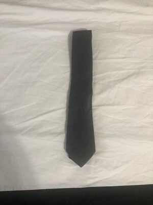 Corbata de diseñador ajustable de lino y seda a rayas grises Armani Collezioni para hombre Foto 1 de 4