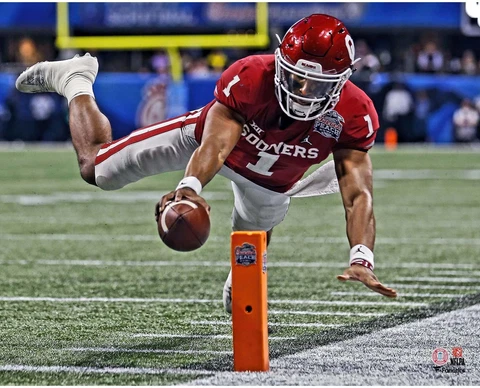 Jalen Hurts Oklahoma Sooners Unsigned Touchdown Photograph Cover
