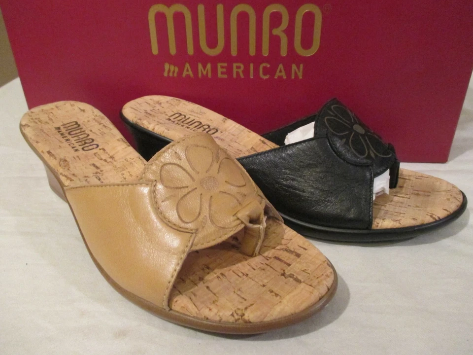 Munro American LENA Slide Sandal 2" Heel Mint in Box Kid Leather CHOOSE COLOR - Image 1 of 1