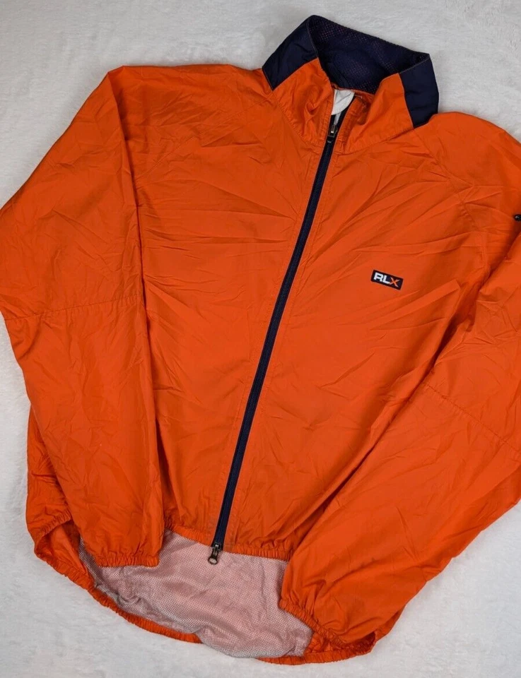 Chaqueta cortavientos deportiva RLX Polo para hombre grande naranja empaquetable Foto 1 de 4