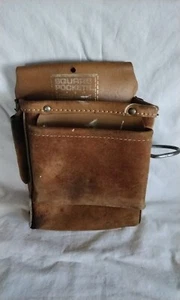 Square Pocket Genuine Leather Action Tool Belts Pocket Bag Brown LB-423R - Picture 1 of 8
