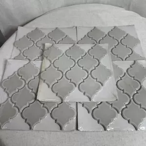4 Sheets American Olean Gray Arabesque Glazed Porcelain Wall Tile 960123 - Picture 1 of 10
