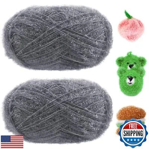 JeogYong Scrubby Yarn 2 Skeins (2 x 100g, 2 x 218yd) Scrubby Sparkle Yarn, Fl - Picture 1 of 5