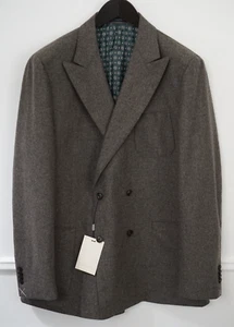 Men Suitsupply Blazer Double Breasted Wool Peak Brown Flannel Size EU54 UK/US44 - Picture 1 of 7