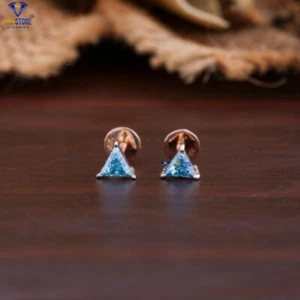 0.69 TDW F.B. Triangl Lab Grown Diamond Simple Earring 18k Rose Gold - Picture 1 of 4