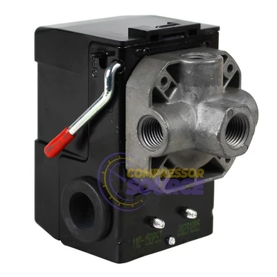Interruptor de presión de 4 puertos Lefoo 110-150 PSI control de compresor de aire con descargador Foto 1 de 4