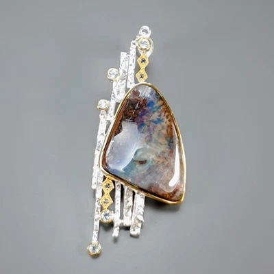 Handmade 42 ct+ Natural Boulder Opal Pendant 925 Sterling Silver  /NP51657 - Image 1 of 4