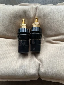 Schwarze Lautsprecherklemmen vergoldet Bananenbuchse Polklemme *lesen* - Bild 1 von 5