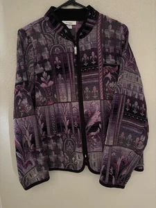 Women’s Dress Barn Fall Purple Pattern Tapestry Zip Up Jacket- Blazer sz 1X - Picture 1 of 3