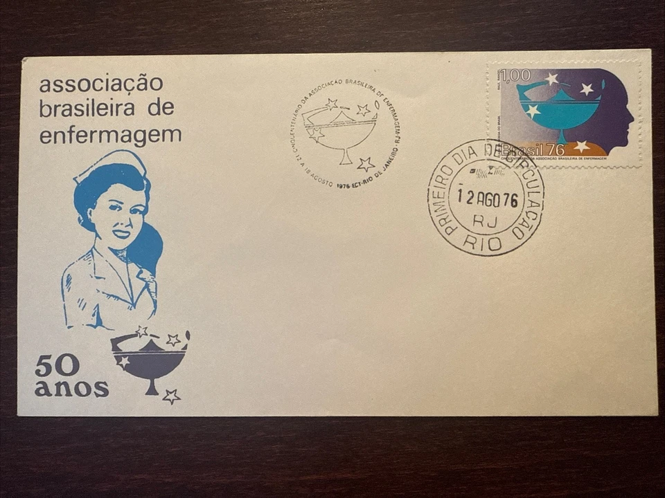 BRAZIL FDC COVER 1976 YEAR NURSE NURSING HEALTH MEDICINE STAMPS - Image 1 of 1