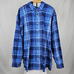 Ralph Lauren Men's Plaid Long Sleeve Button Down Shirt Blue White 4XB 4TG - Picture 1 of 16