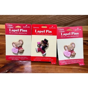 Broche prendedores vintage sello día de San Valentín diversión corazones felices oso de peluche ratón NUEVO - Imagen 1 de 8