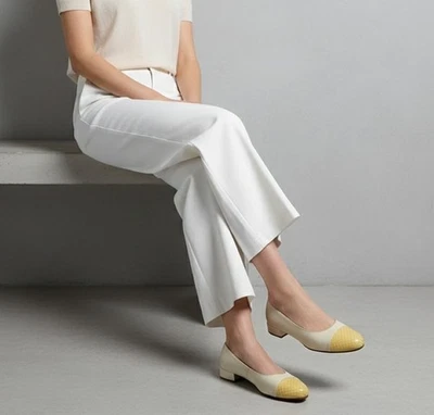 Bally Beige Leather Pumps Python Cap Toe Block Heel Shoes Women’s EU 39.5 US 9 - Image 1 of 4