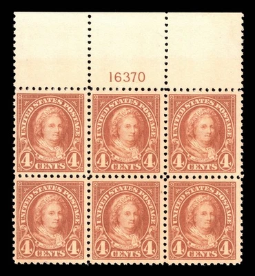 MOMEN: US STAMPS #556 MINT OG NH INTACT PLATE BLOCK OF 6 VF LOT #96108 - Image 1 of 2