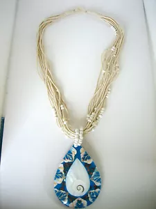 Collana Donna Colore Turchese Sajen Offerte Siwa & Paua Shell MOP Intarsiato 19" - Foto 1 di 4