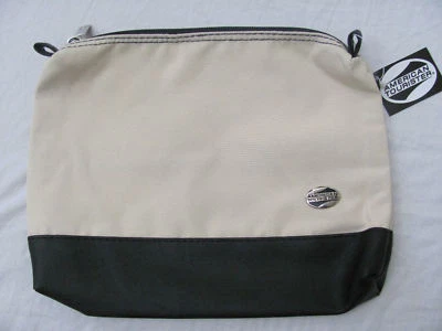 Bolsa de viagem American Tourister nova em folha bolsa cosmética cáqui e preta 10 x 8,5" - Imagem 1 de 3