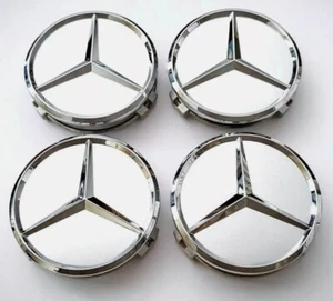 4x 75mm Nabendeckel Radkappen Felgendeckel Emblem Für Mercedes Benz - Picture 1 of 1