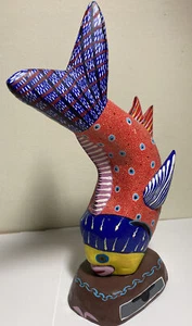 FISH Wood Oaxacan Mexican Folk Art | Oaxaca Mexico Gil Santiogo Hernandez 2003 - Picture 1 of 11