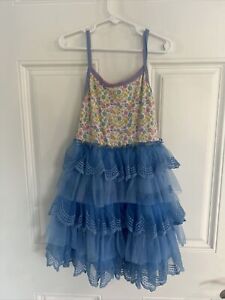 Girls Matilda Jane size 6 Make A Wish Dress Blue Ruffle Floral Party #27014D