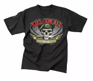 NUEVA CAMISETA NEGRA Rothco Vintage "KILL 'EM... LET GOD SORT 'EM"" - GRANDE PARA HOMBRE - Imagen 1 de 1