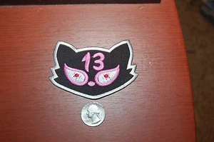 Black Cat Pink Number 13 thirteen number 3" Patch - Picture 1 of 1