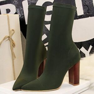 Women 10cm High Heels Sock Boots Pointed Toe Ankle Boot High Heels Party Shoes