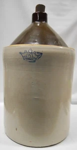 Antique 5 Gallon Stoneware Whiskey Jug "Blue Crown", Ransbottom Brothers Pottery - Picture 1 of 11