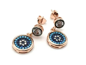 925 Sterling Silver Round Topaz Women's Earrings Rose Gold - Picture 1 of 3