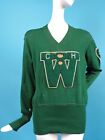 VINTAGE 1930’S GREEN FOOTBALL SPORTING SWEATER W ORIGINAL TAG 