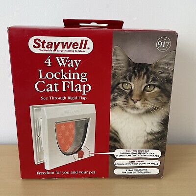 Staywell Petsafe 917 Cat Flap Door 4 Way Locking With Tunnel Up To 60mm Thick • 23.26€